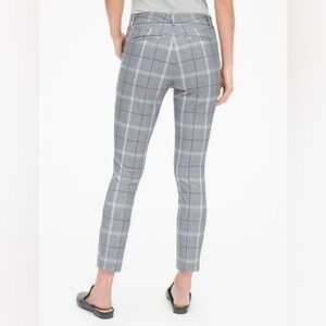 GAP Signature Skinny Ankle Pants Grey Blue Plaid Dress Pants Cigarette Size 10